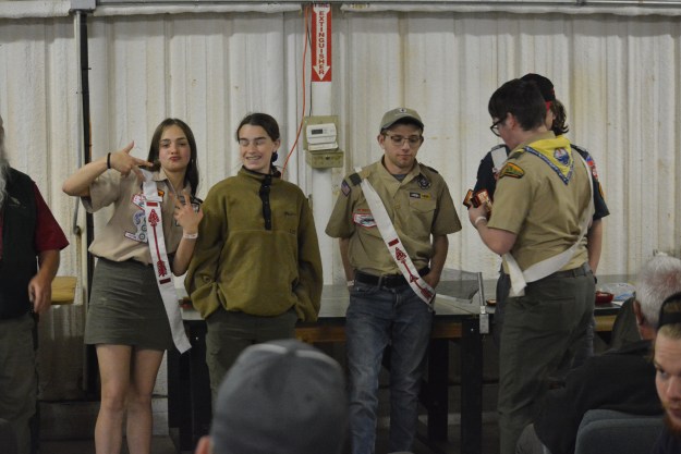 Rachel and Wesley receive patches for their work as Conclave Vice Chiefs.